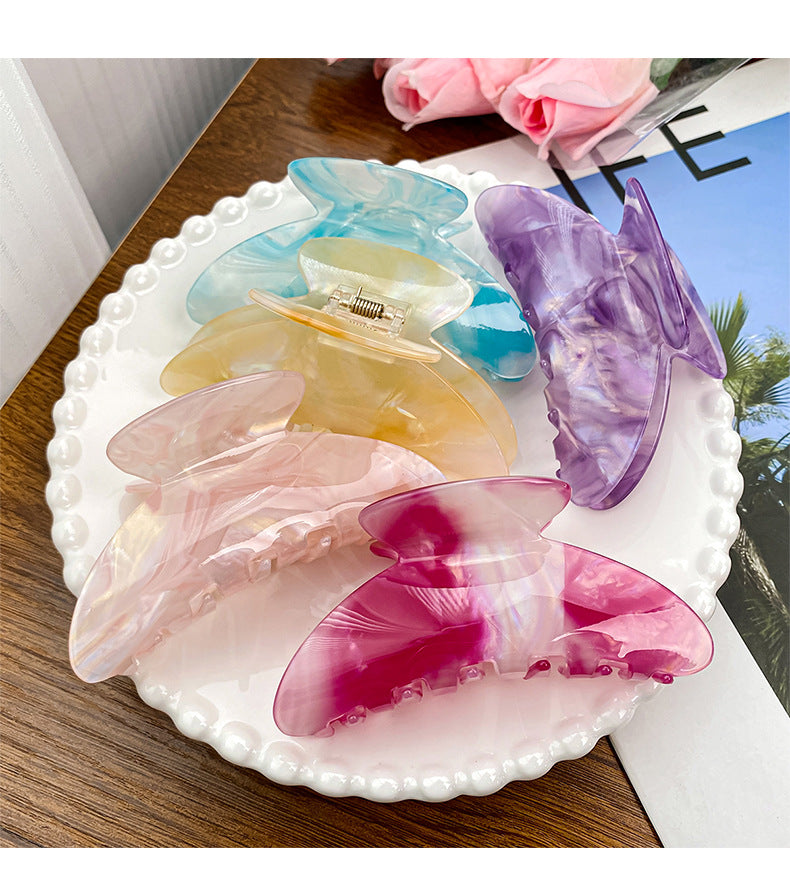 Women's Sweet Color Block PVC Hair Claws