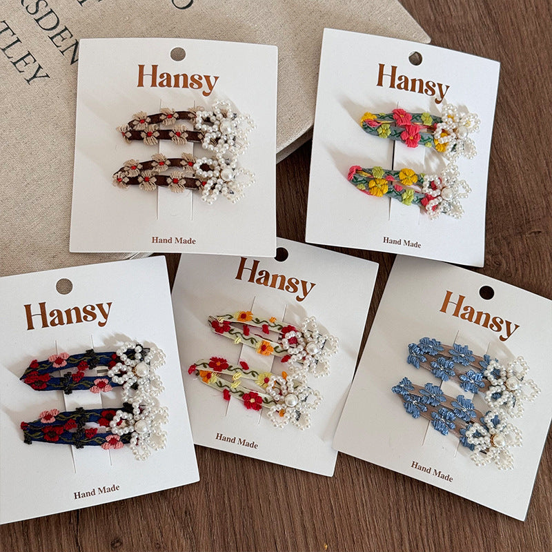 Women's Sweet Flower Cloth Hair Clip