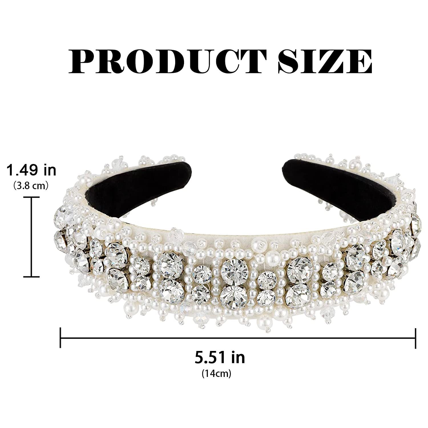 Women's Lady Geometric Artificial Pearl Cloth Rhinestone Hair Band