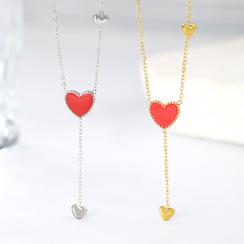 Jewelry Simple Style Heart Shape 304 Stainless Steel Pendant Necklace