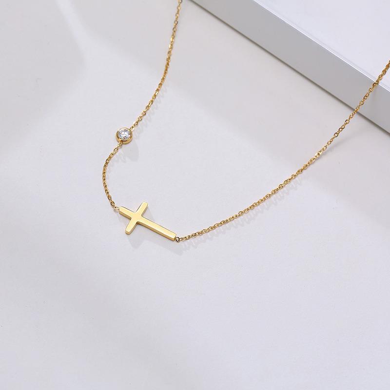 Jewelry Simple Style Cross Titanium Steel Plating Necklace