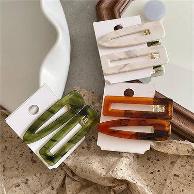 simple style geometric acetic acid sheets hair clip 1 pair