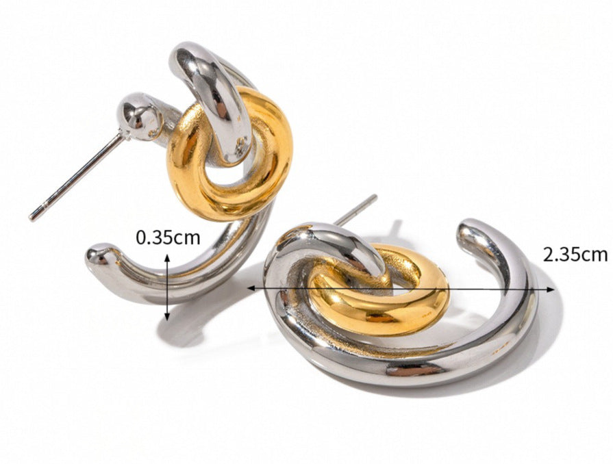 1 Pair Elegant C Shape Color Block Titanium Steel Ear Studs