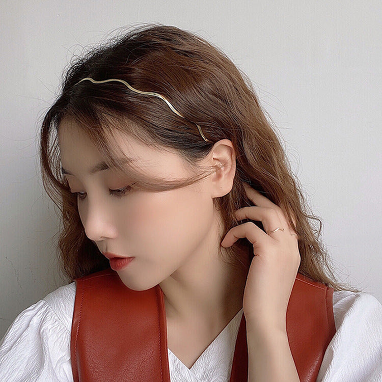 simple style solid color metal polishing hair band