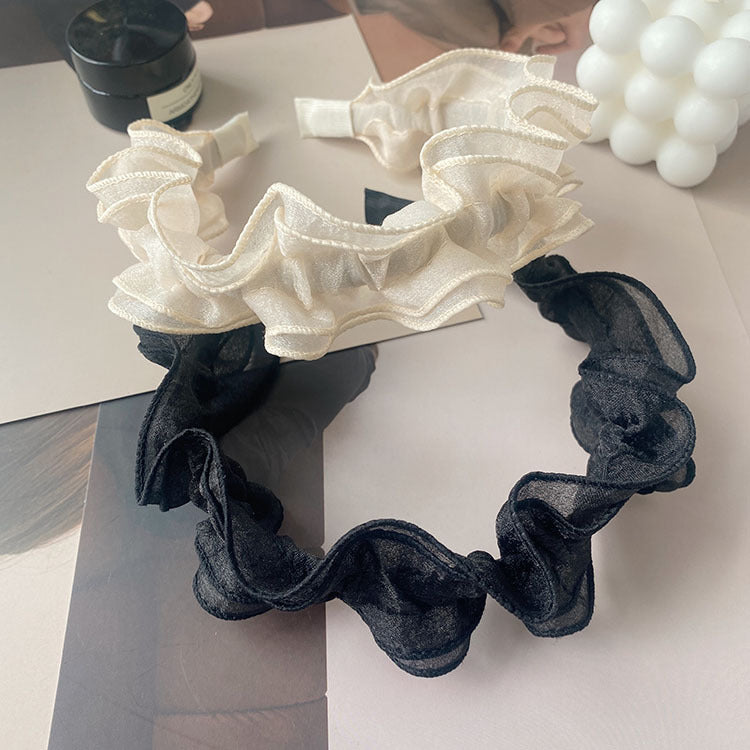 fashion solid color gauze pleated hair band 1 piece