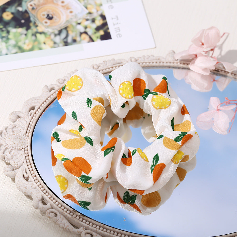 fashion floral fruit printing hair scrunchies