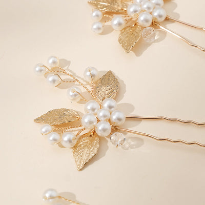 Women's Simple Style Flower Imitation Pearl Alloy Rhinestone Insert comb