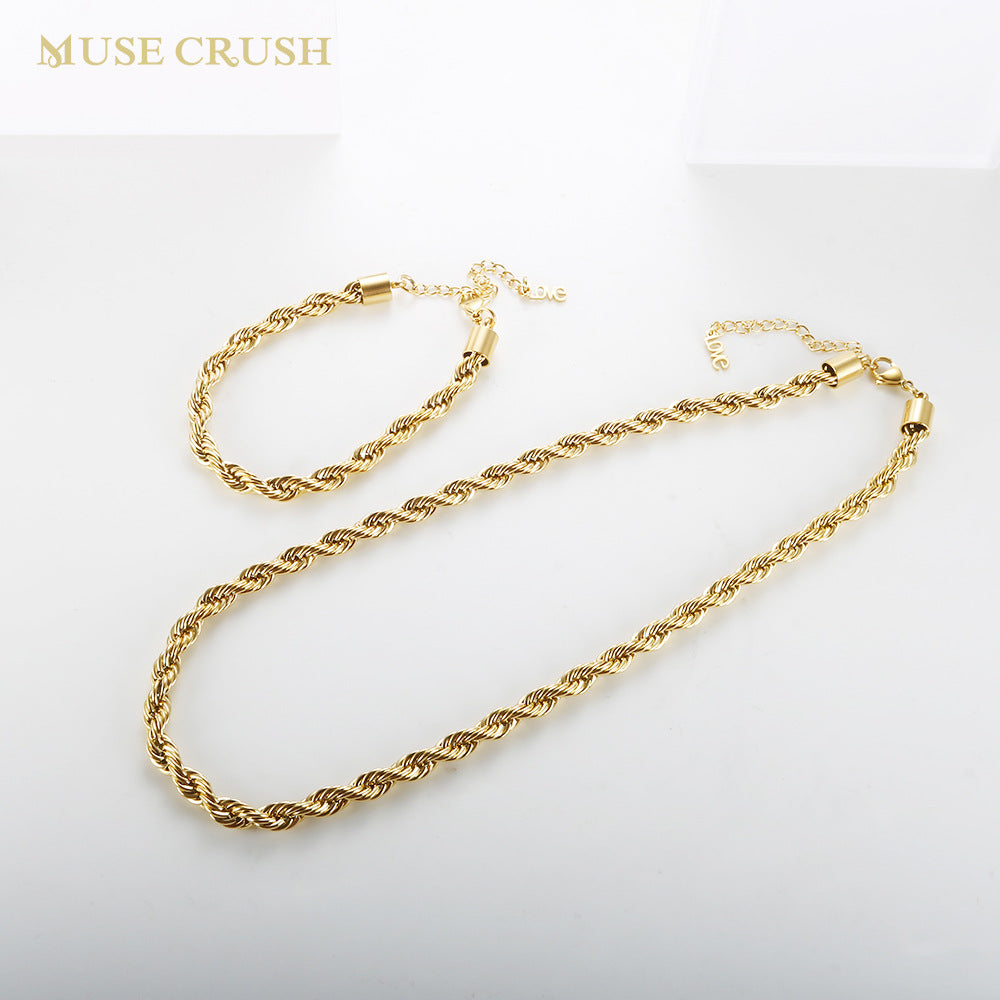 Jewelry Streetwear Twist 304 Stainless Steel Plating Bracelets Necklace