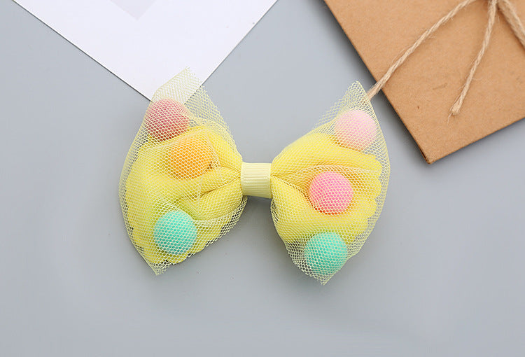 girl's sweet bow knot cloth gauze hair clip