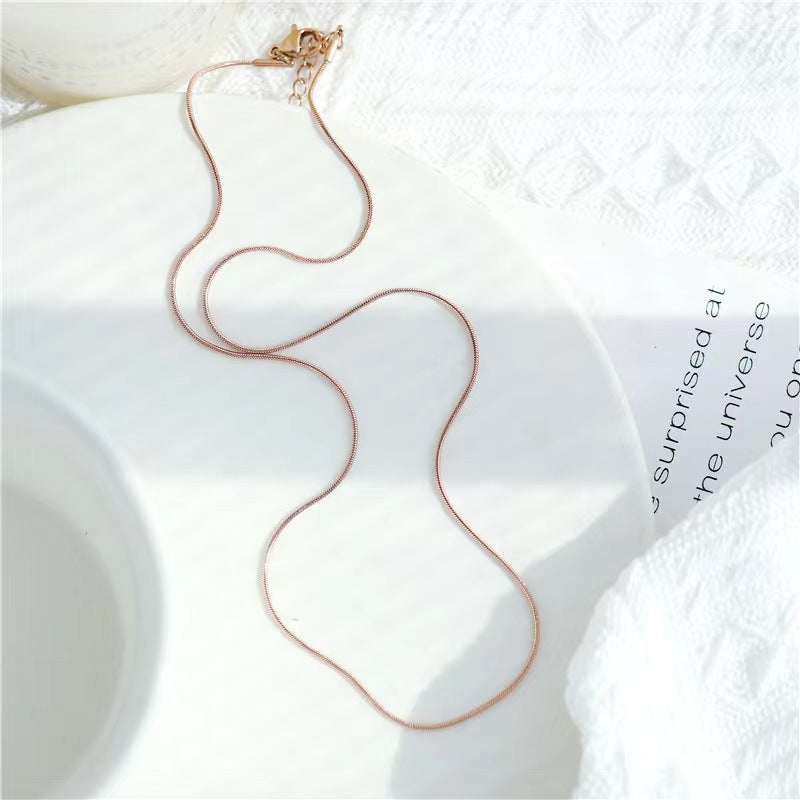 Jewelry Elegant Simple Style Solid Color Titanium Steel Plating Necklace