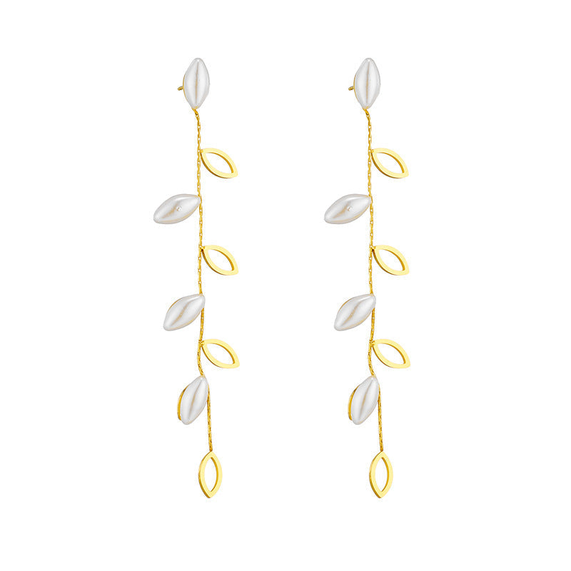 1 Pair Casual Simple Style Leaf Plating Titanium Steel Drop Earrings