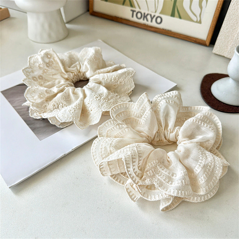 Super Fairy Internet Hot New Lace Large Intestine Ring Hair Ring Graceful and Fashionable Girl Top Cuft Boutique Hairware