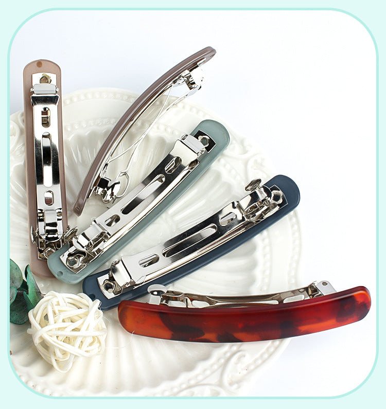 fashion solid color stainless steel plastic resin hair clip 1 piece