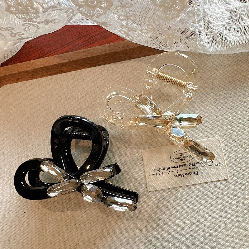 Women's Sweet Simple Style Bow Knot Rhinestone Hair Claws