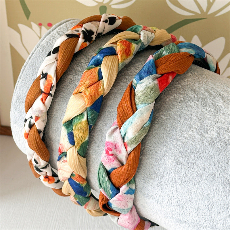 French Oil Painting Headband Female High Skull Top with Teeth Non-Slip Broken Hair Card Pressure Sweet out High Sense Hair Tie Headband