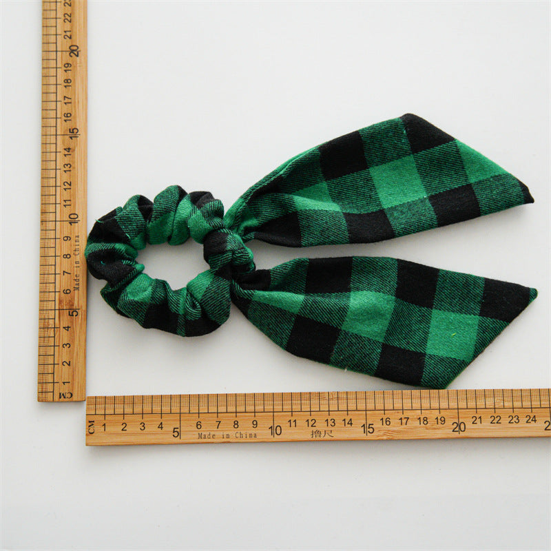 Christmas Vintage Style Women's Plaid Handmade Hair Tie