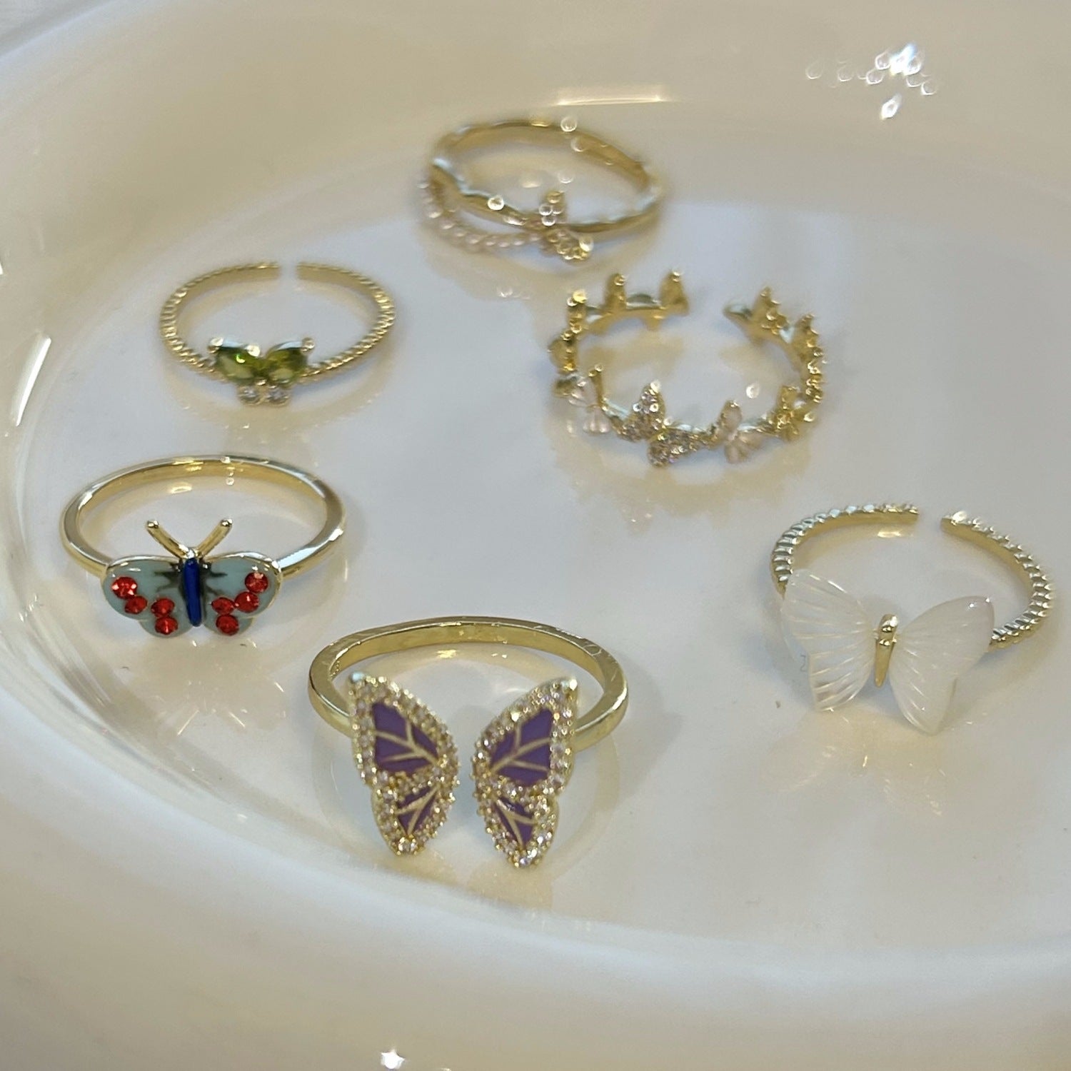 Copper Flower Butterfly Open Rings