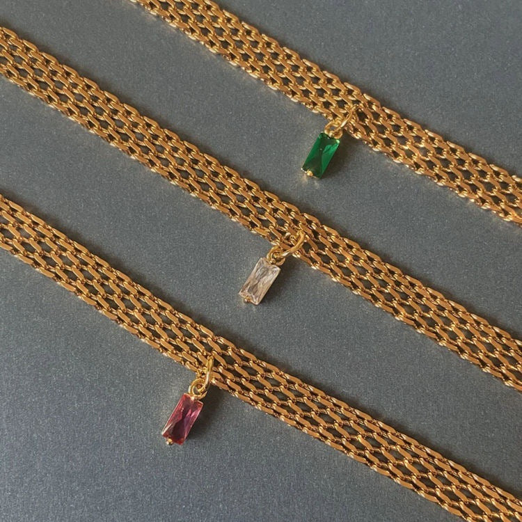 Jewelry Elegant Geometric Square 304 Stainless Steel Pendant Necklace