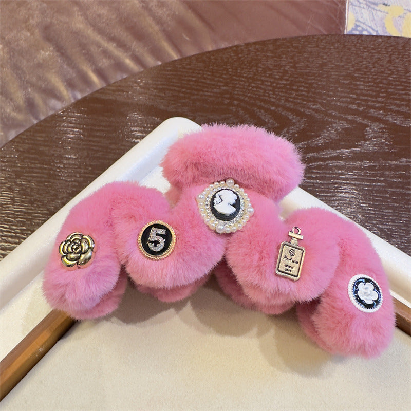 New Plush Large Size Grip Retro Classic Style Hair Volume Multi-Head Updo Hair Claw Shark Clip