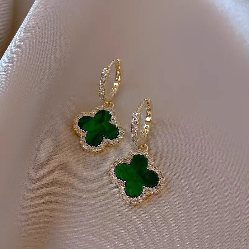 Four-leaf clover earrings women's premium classic small fragrant wind earrings