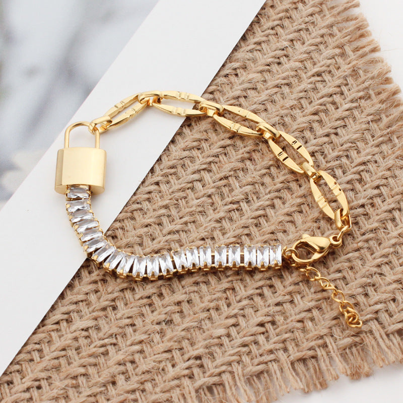 Elegant Streetwear Rectangle Titanium Steel Zircon Bracelets In Bulk