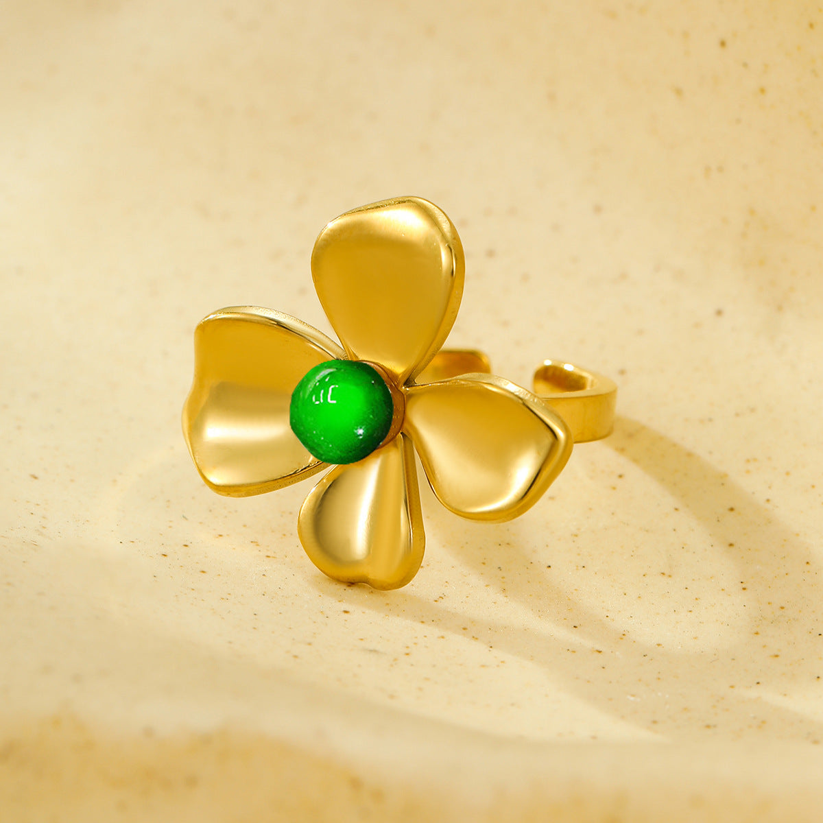 Jewelry Elegant Retro Flower 304 Stainless Steel Natural Stone Pearl Inlay Open Rings