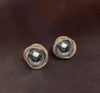 925 Silver Needle Spiral Pearl Stud Earrings Women's Premium Temperament Earrings