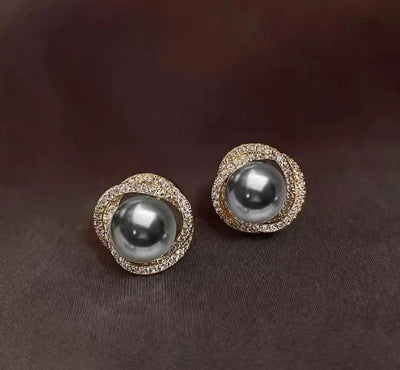 925 Silver Needle Spiral Pearl Stud Earrings Women's Premium Temperament Earrings