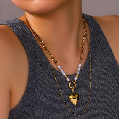 Jewelry Simple Style Commute Heart Shape Titanium Steel Pendant Necklace