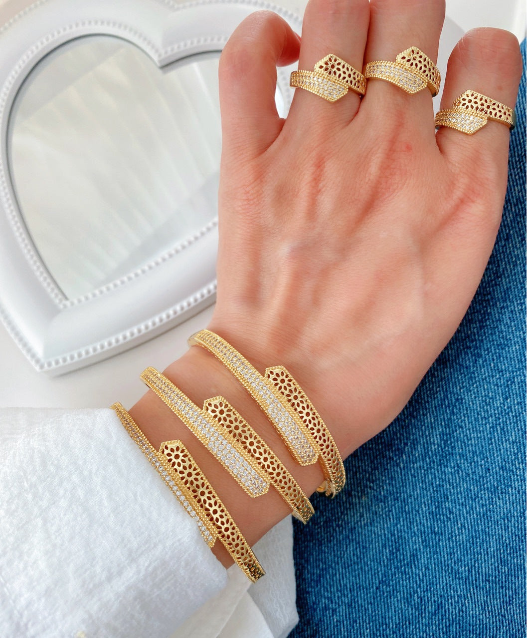 Jewelry Vintage Style Classic Style Geometric Copper Zircon Plating Rings Bracelets