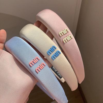 Macaron Color Series Letters Headband Satin High Skull Top Small Fresh Headband Face Wash Hair Pressing Hairpin Hair Accessories Headwear