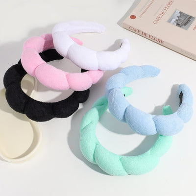 women's lady solid color sponge knit rib-knit hair band