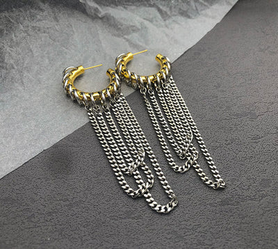 1 Pair Vintage Style Exaggerated Geometric chain Copper Earrings