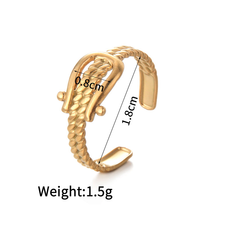 Jewelry Retro Four Leaf Clover Heart Shape 304 Stainless Steel Plating Open Rings