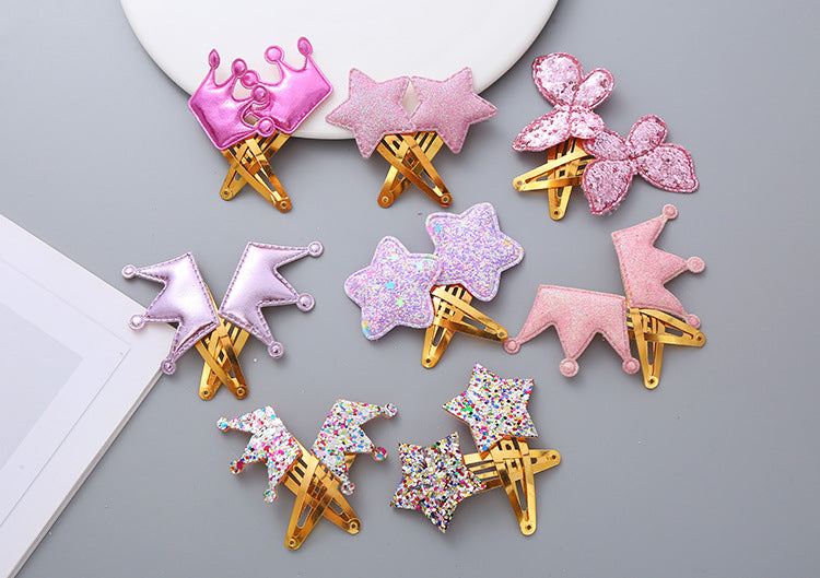Girl'S Simple Style Star Alloy Sequins Hair Clip