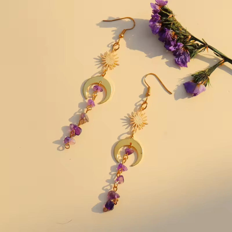 1 Pair Simple Style Shiny Irregular Moon Crystal Drop Earrings