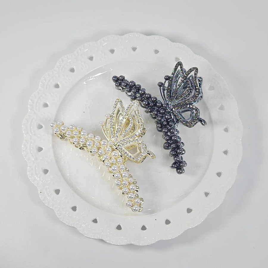 Women's Simple Style Classic Style Butterfly Alloy Inlay Pearl Hair Claws