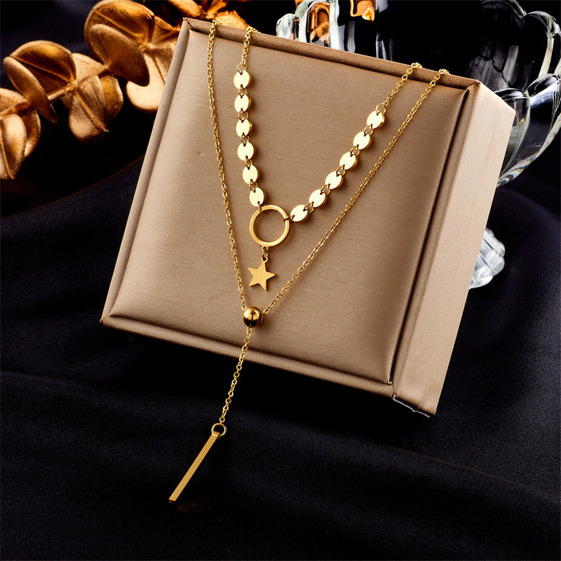 Jewelry Simple Style Star Heart Shape Titanium Steel Plating Necklace