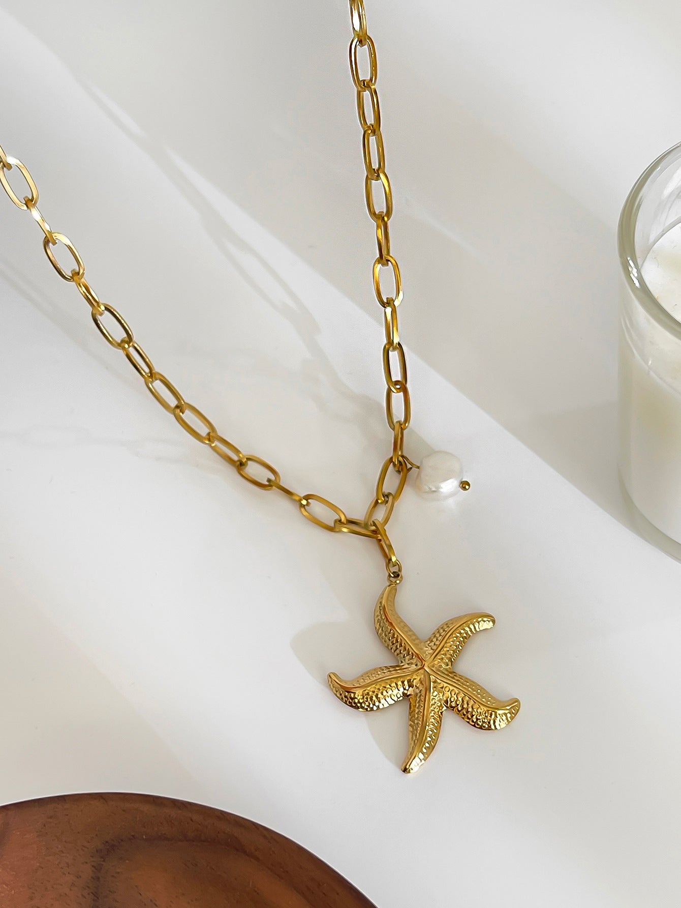 Jewelry Marine Style Classic Style Starfish 316L Stainless Steel  Plating Pendant Necklace