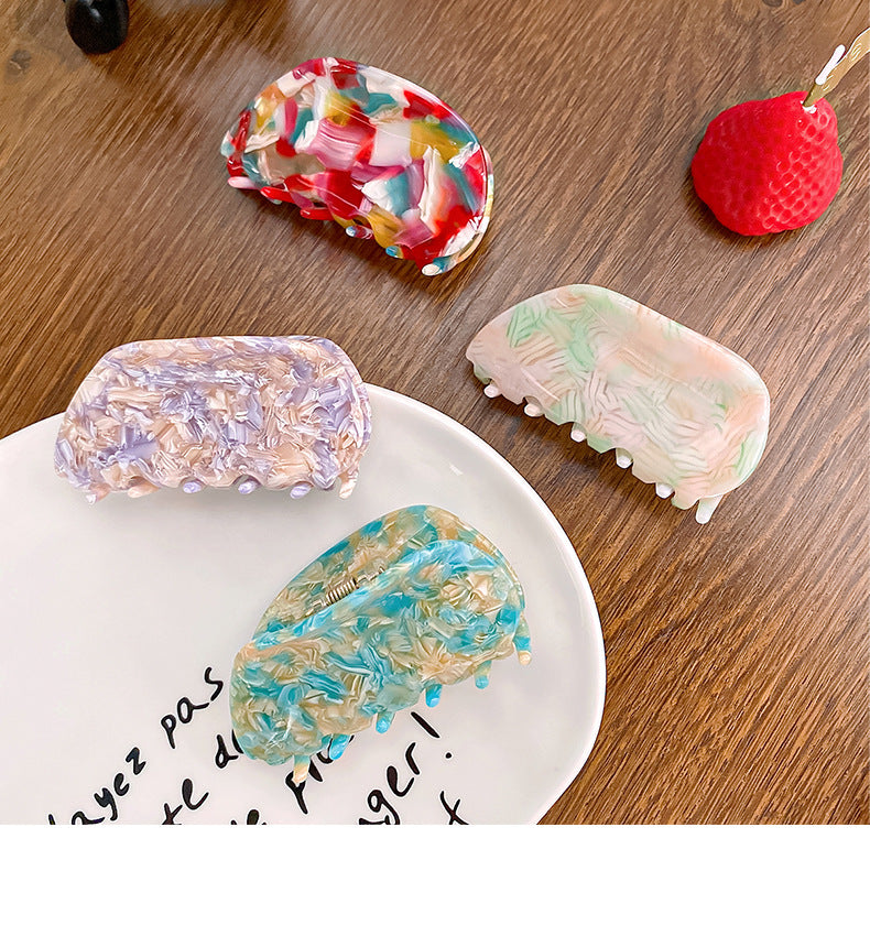 cute color block acetic acid sheets printing hair claws