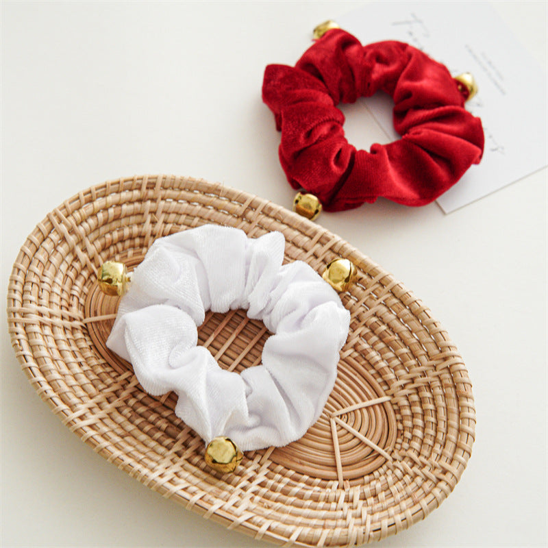 Christmas Romantic Women's Solid Color Flannel Handmade Hair Tie
