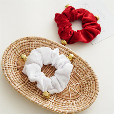Christmas Romantic Women's Solid Color Flannel Handmade Hair Tie