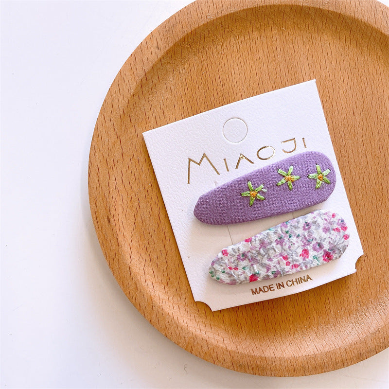 Girl'S Simple Style Classic Style Flower Cloth Contrast Collar Hair Clip