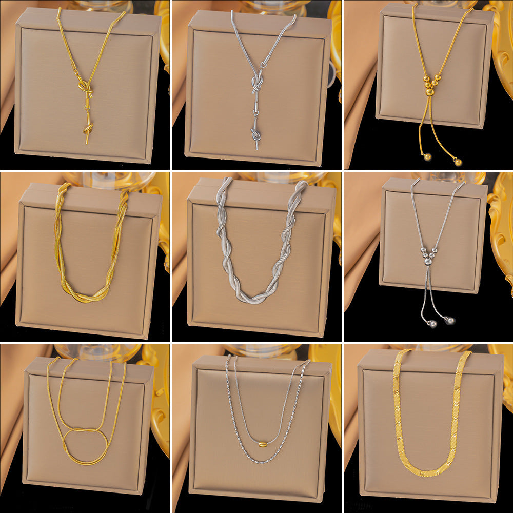 Jewelry Sweet Solid Color Titanium Steel Plating Pendant Necklace