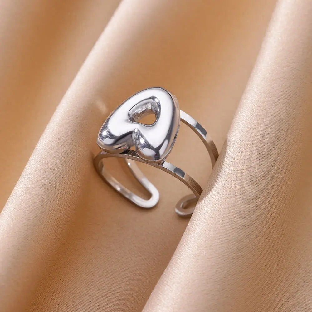 Jewelry Simple Style Letter 304 Stainless Steel Plating Open Rings