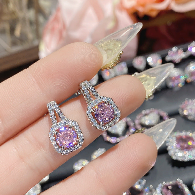 1 Pair Elegant Star Heart Shape Inlay Copper Artificial Gemstones Ear Studs