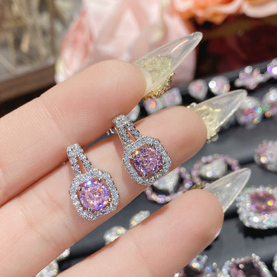 1 Pair Elegant Star Heart Shape Inlay Copper Artificial Gemstones Ear Studs