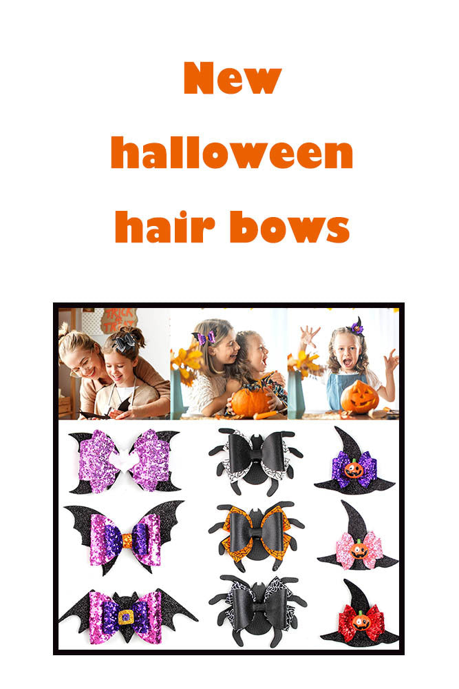 Girl'S IG Style Cool Style Pumpkin Spider Bow Knot Cloth Sequins Hair Clip