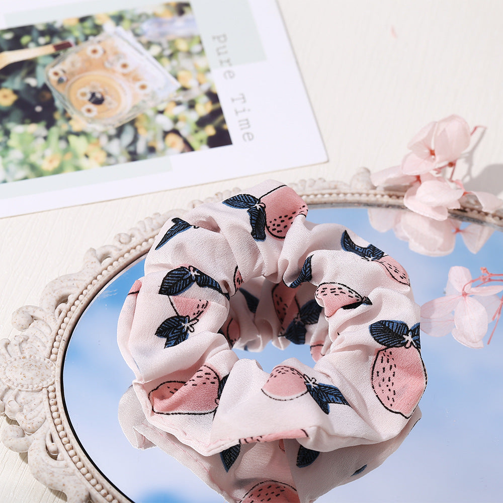 fashion floral fruit printing hair scrunchies