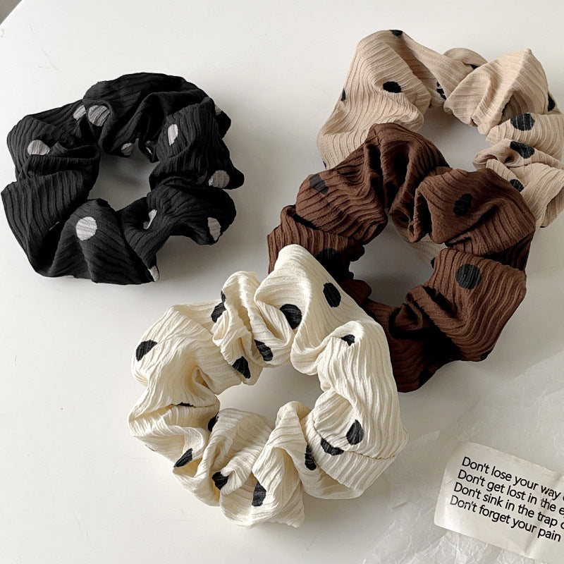 Women's Casual Simple Style Round Dots Cloth Pleated Hair Tie